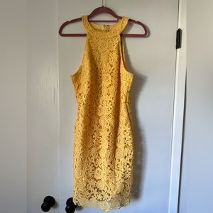 Yellow lulus cocktail dress. Lace